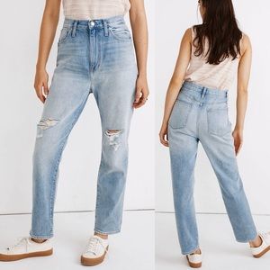 Madewell The Momjean High Waisted Jeans Sz 29 Gilford Wash Ripped Edition